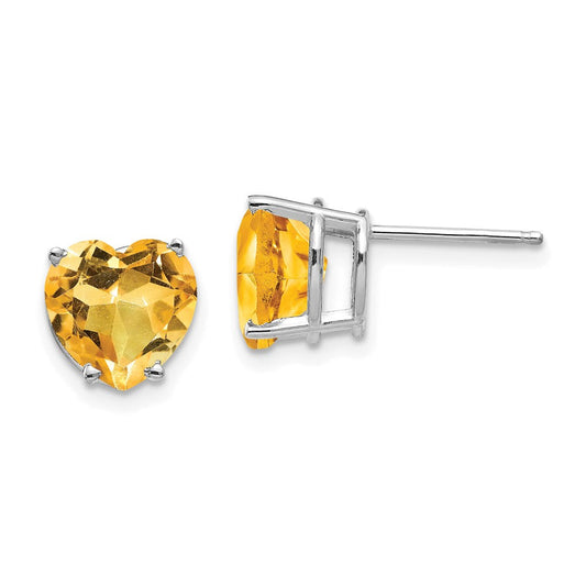 14k Yellow Gold Citrine heart stud Earrings XE100WCI