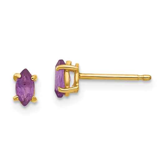14k Yellow Gold 5x2.5mm Marquise Amethyst Earrings XE101AM