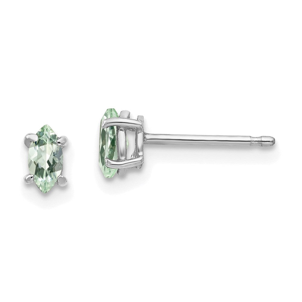 14k White Gold 5X2.5mm Marquise Green Quartz Earring XE101WAG