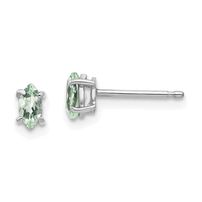 14k White Gold 5X2.5mm Marquise Green Quartz Earring XE101WAG