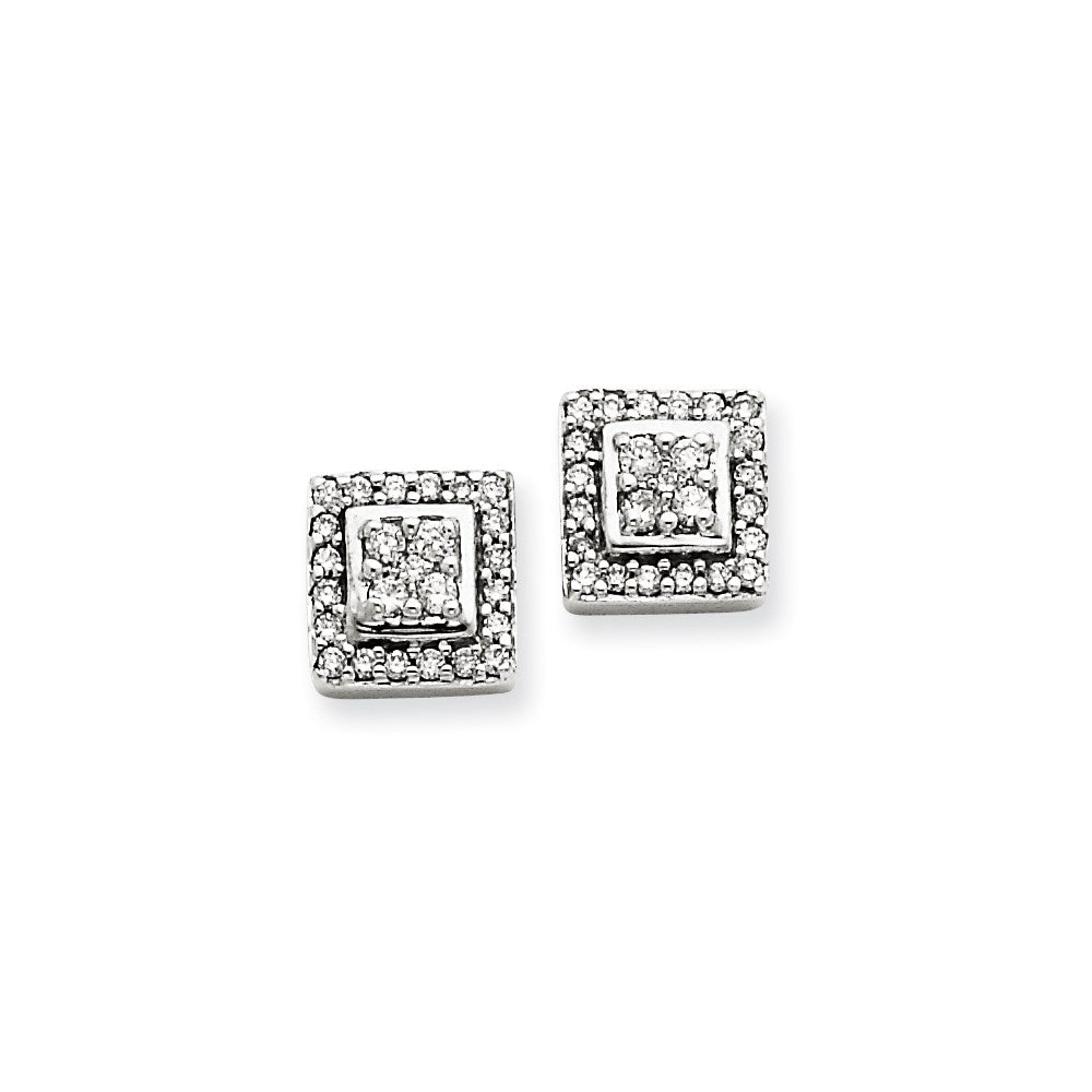 14k White Gold Real Diamond Post Earrings XE1028AA