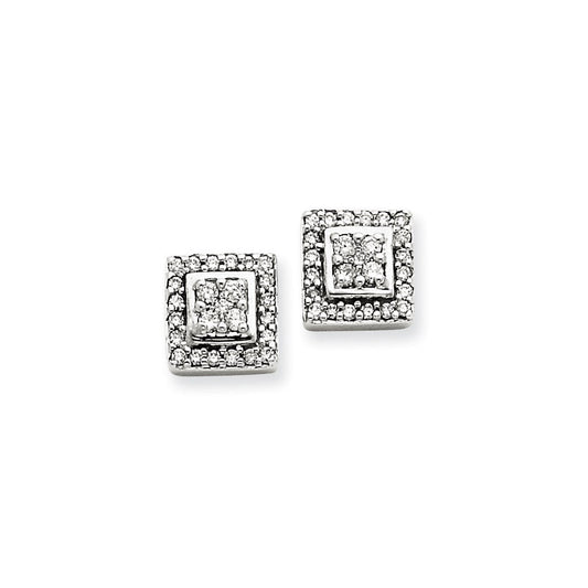14k White Gold Real Diamond Post Earrings XE1028AA
