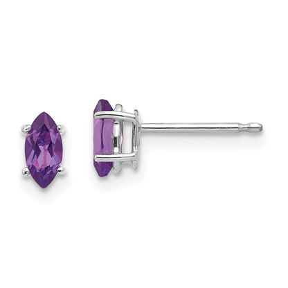 14k Yellow Gold 6x3mm Amethyst Marquise Stud Earring XE102WAM