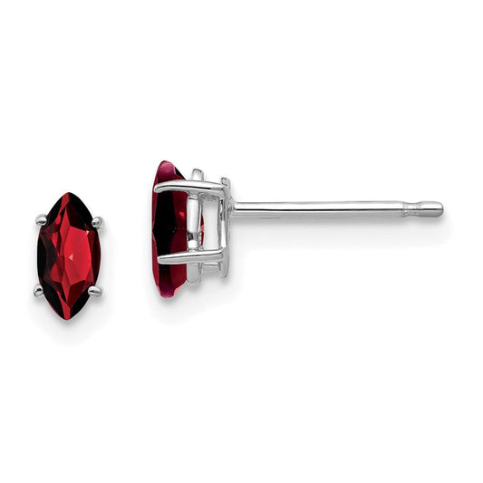 14k White Gold Garnet Marquise Stud Earring XE102WGA