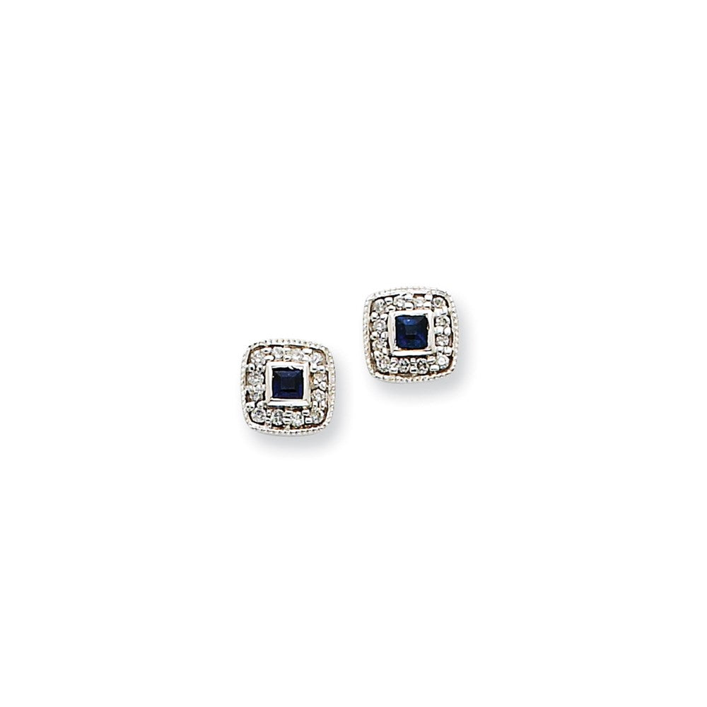 14k White Gold Real Diamond & Sapphire Earrings XE1030S/AA
