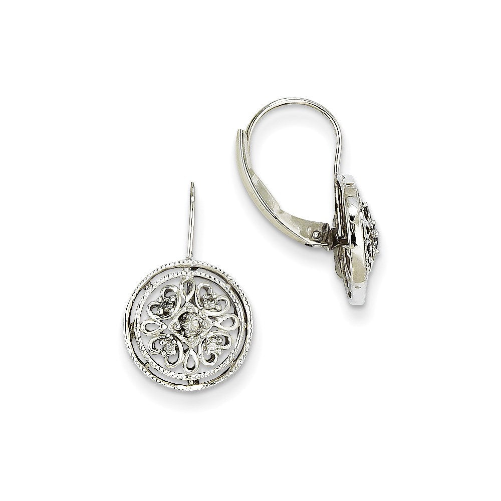 14k White Gold Real Diamond Leverback Earrings XE1031AA