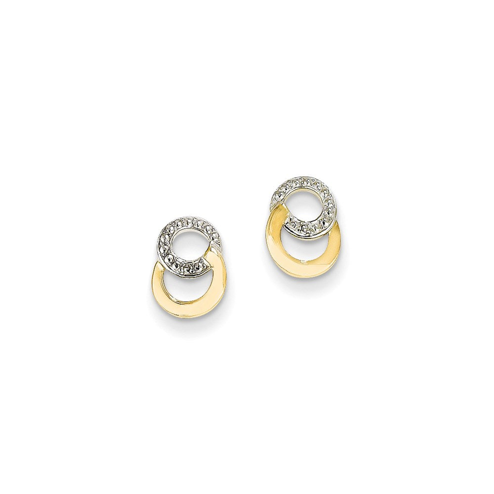 14k Yellow Gold & Rhodium Real Diamond Earrings XE1036A