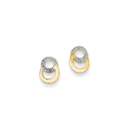 14k Yellow Gold & Rhodium Real Diamond Earrings XE1036A