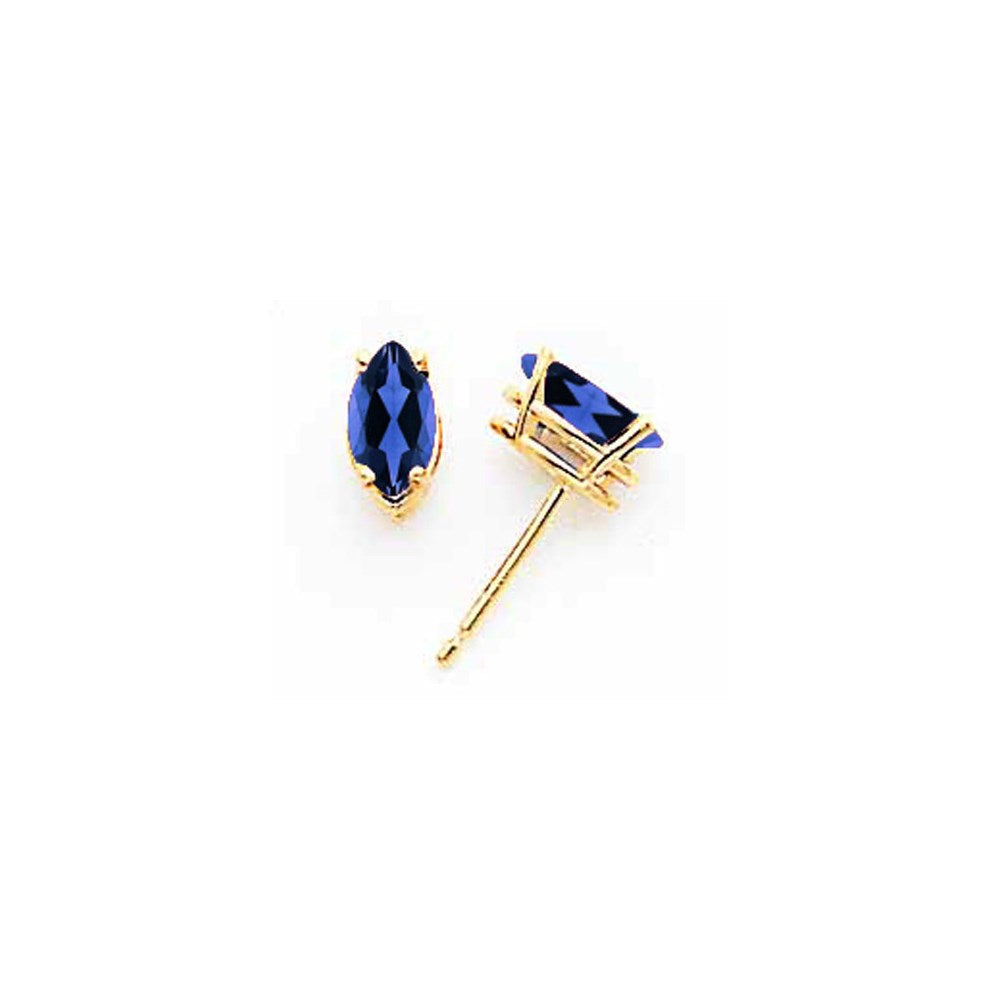 14k Yellow Gold 7x3.5mm Marquise Sapphire Earrings XE103S