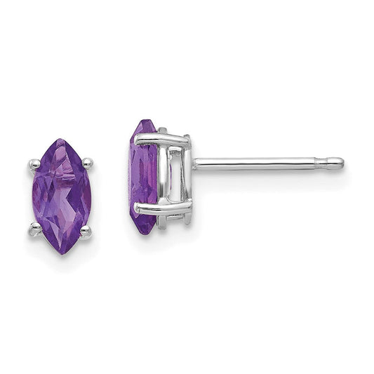 14k White Gold 7x3.5mm Marquise Amethyst Earrings XE103WAM
