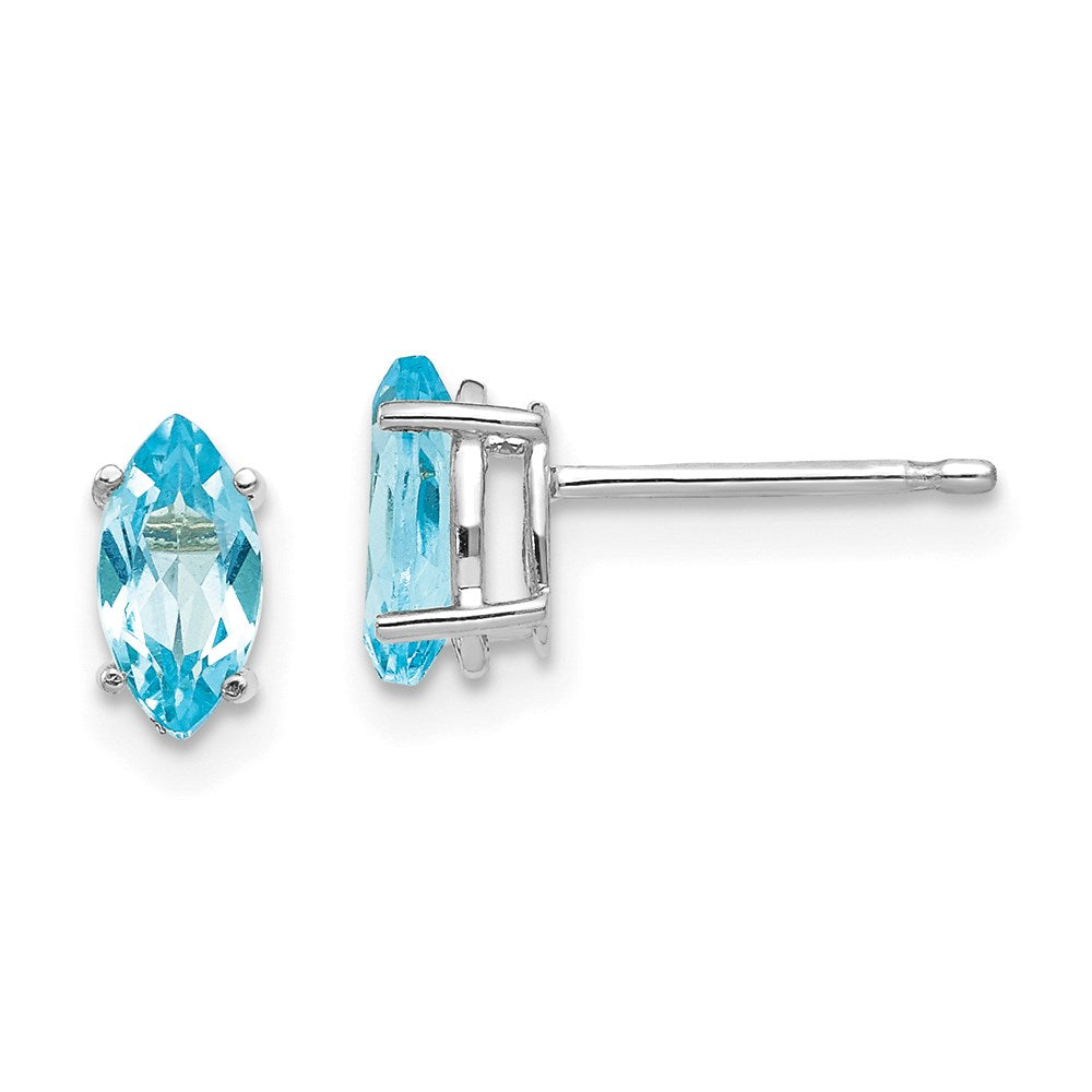 14k White Gold 7x3.5mm Blue Topaz Marquise Stud Earring XE103WBT