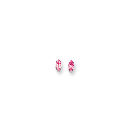 14k White Gold 7x3.5mm Marquise Pink Tourmaline earring