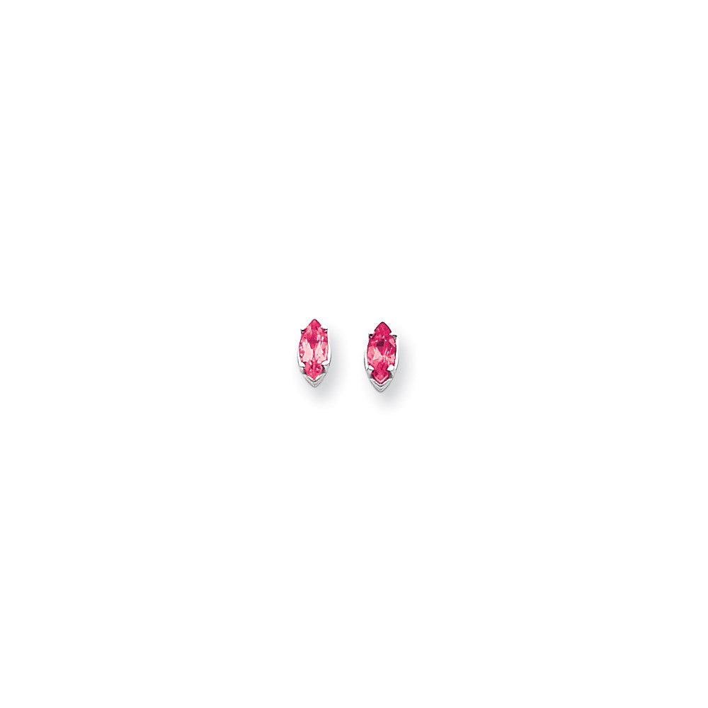 14k White Gold 7x3.5mm Marquise Pink Sapphire Earrings XE103WSP