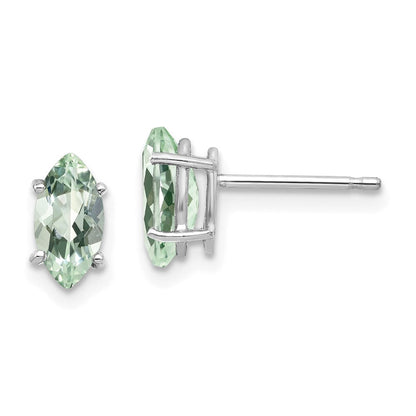 14k White Gold 8x4mm Marquise Green Quartz Earring XE104WAG