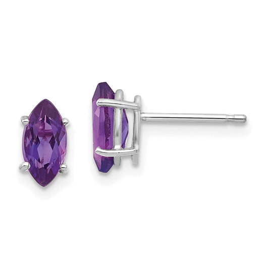 14k White Gold 8x4mm Amethyst Marquise Stud Earring XE104WAM