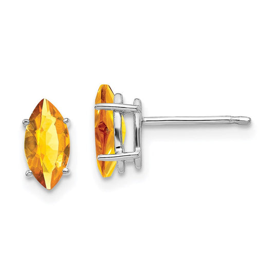14k White Gold 8x4mm Citrine Marquise Stud Earring XE104WCI