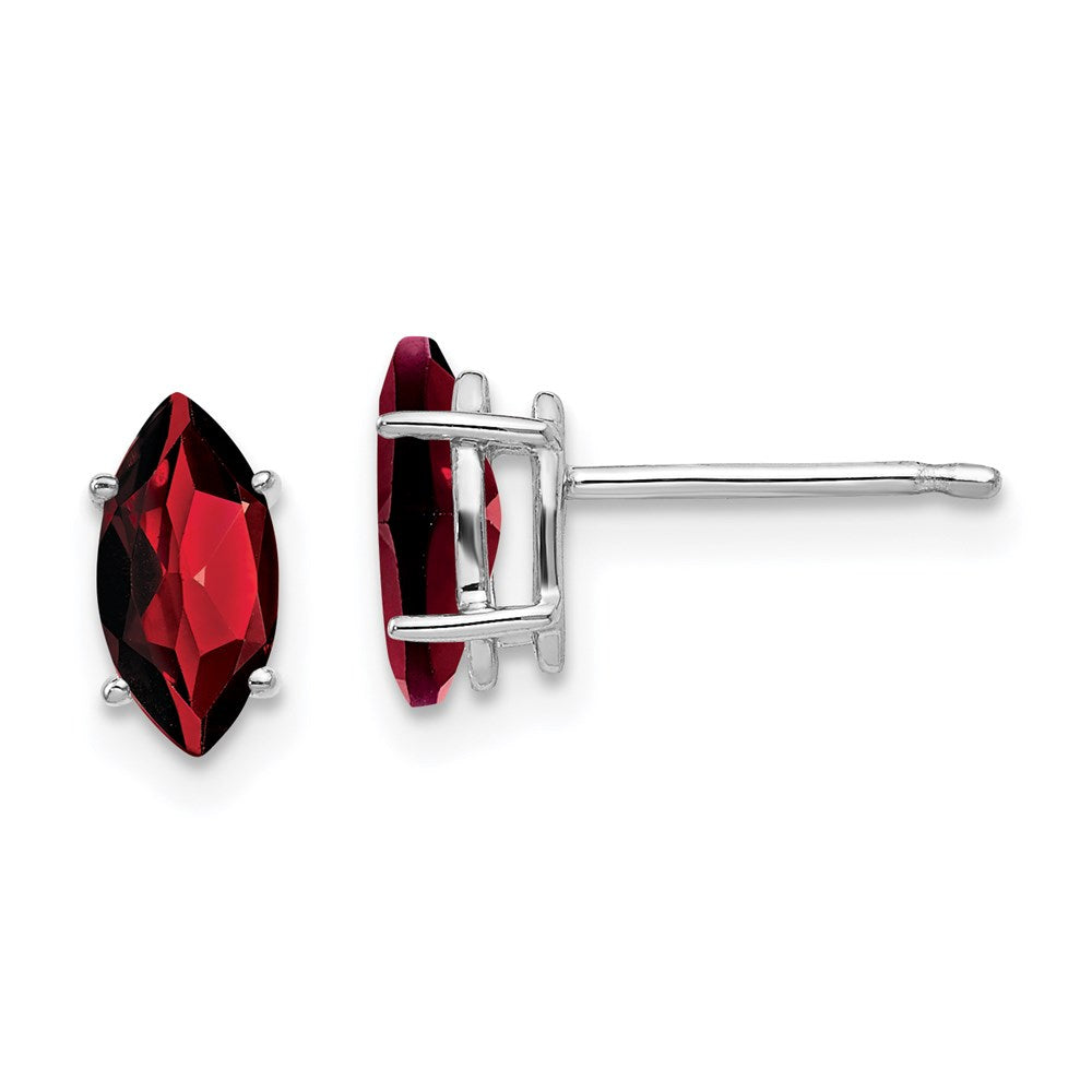 14k White Gold 8x4mm Garnet Marquise Stud Earring XE104WGA