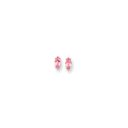 14k White Gold 8x4mm Marquise Pink Tourmaline earring