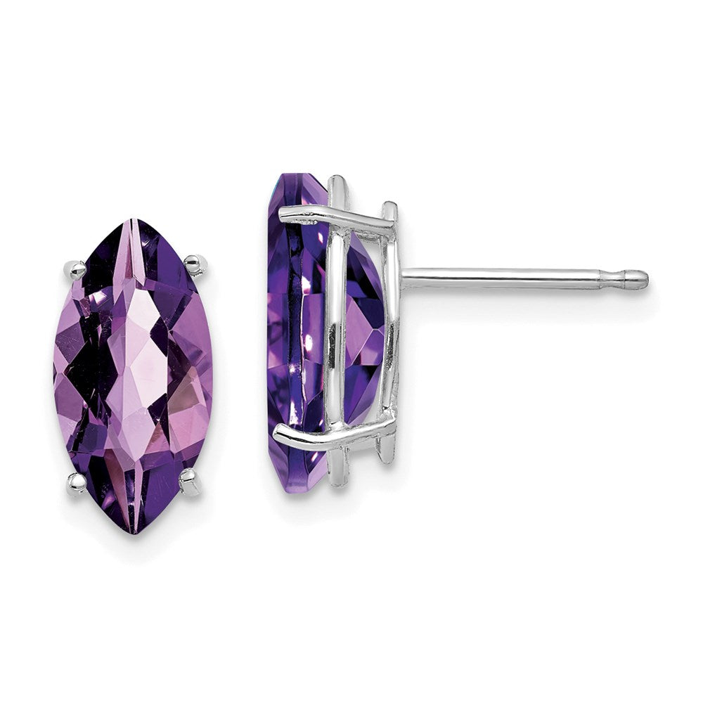 14k White Gold 10x5mm Amethyst Marquise Stud Earring XE105WAM