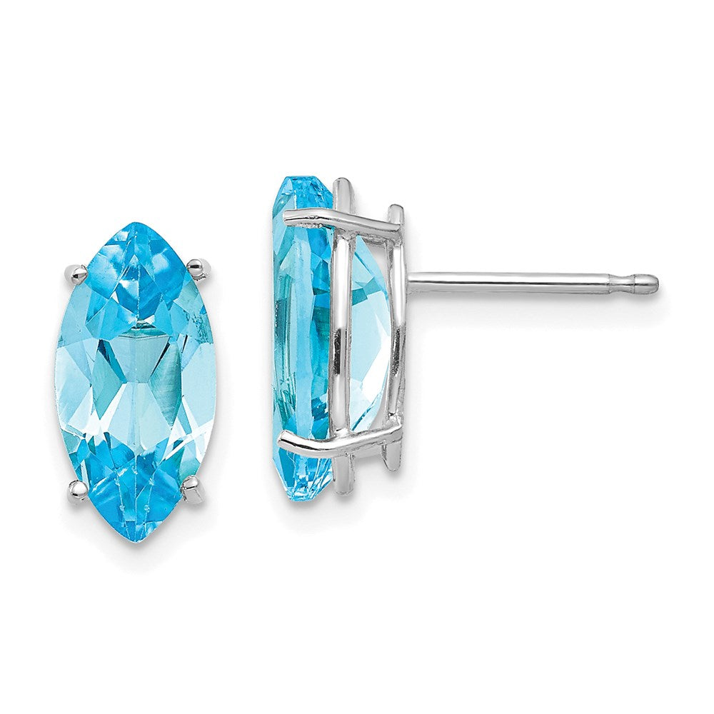 14k White Gold 10x5mm Blue Topaz Marquise Stud Earring XE105WBT