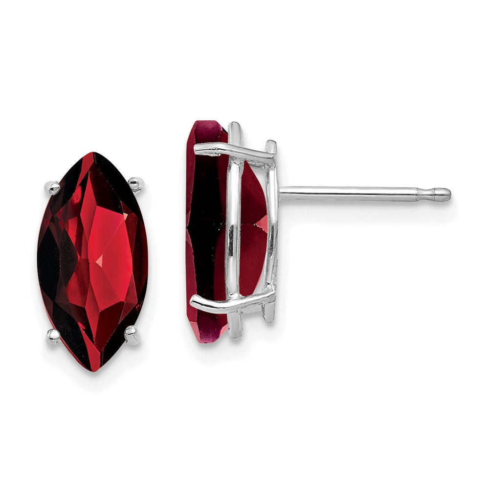 14k White Gold 10x5mm Marquise Garnet Earrings XE105WGA
