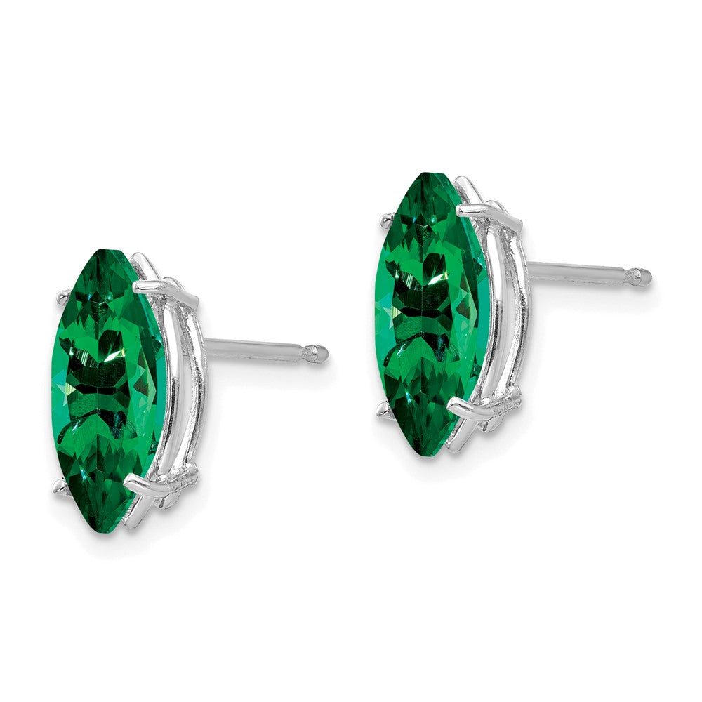 Solid 14k White Gold Mount St. Helens Marquise Stud Earring