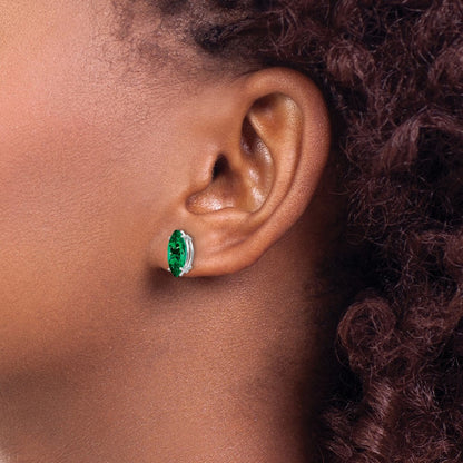 Solid 14k White Gold Mount St. Helens Marquise Stud Earring