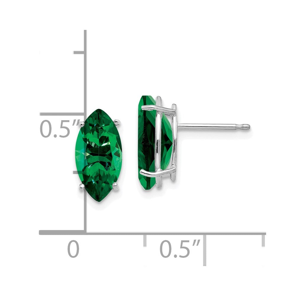 Solid 14k White Gold Mount St. Helens Marquise Stud Earring