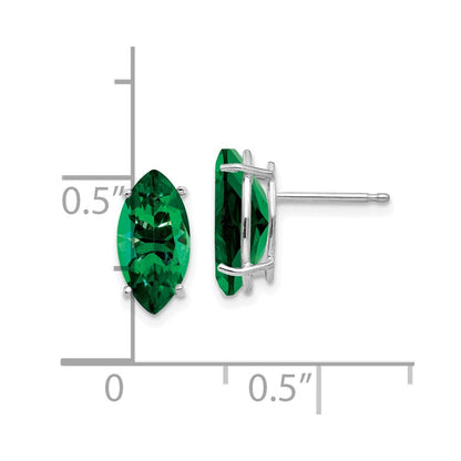 Solid 14k White Gold Mount St. Helens Marquise Stud Earring