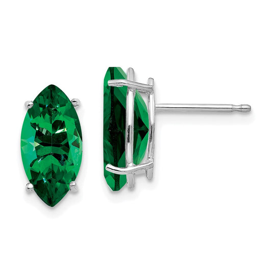 Solid 14k White Gold Mount St. Helens Marquise Stud Earring