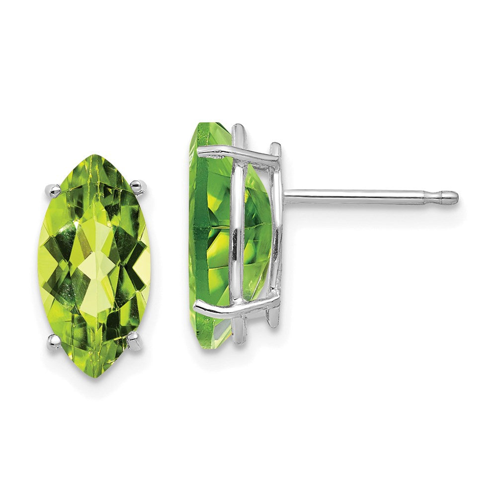 14k White Gold 10x5mm Peridot Marquise Stud Earring XE105WPE