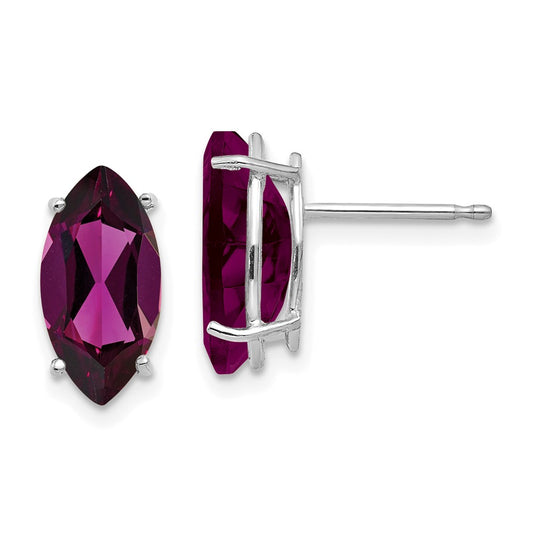 14k White Gold 10x5mm Rhodolite Garnet Marquise Stud Earrings