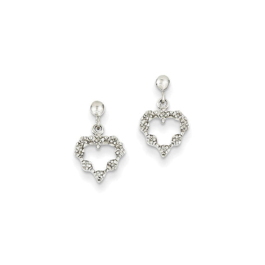 14k White Gold Real Diamond Heart Earrings XE1064A