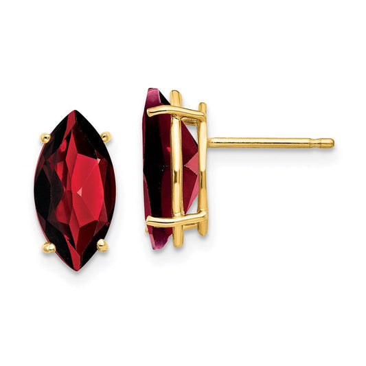 14k Yellow Gold Garnet Marquise Stud Earring XE106GA