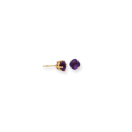 14k Yellow Gold 6x6mm Cushion Amethyst Checker Earrings XE107AM