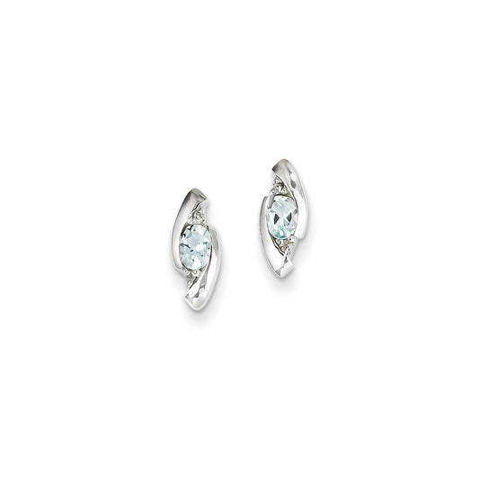 14k White Gold Real Diamond and Aquamarine Earrings XE1089AQ/A
