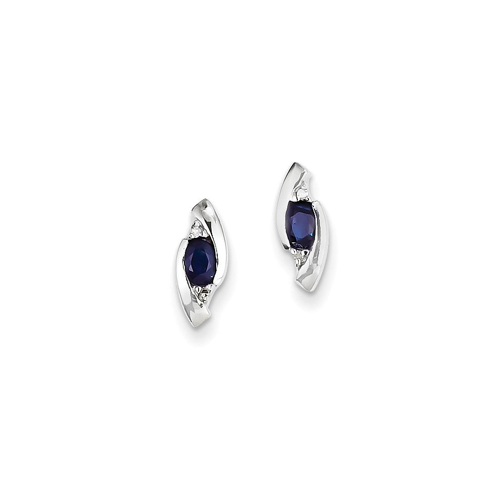 14k White Gold Real Diamond and Sapphire Earrings XE1091S/A