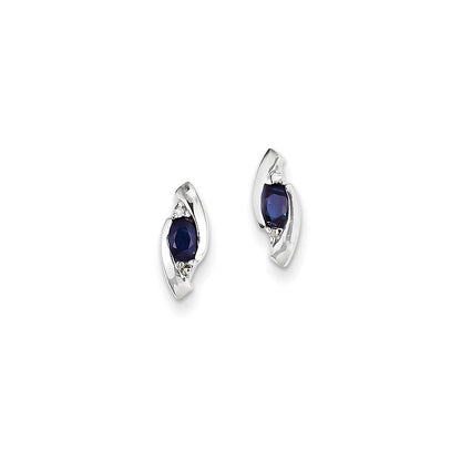 14k White Gold Real Diamond and Sapphire Earrings XE1091S/A