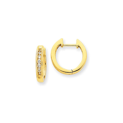 Solid 14k Yellow Gold Simulated CZ Hoop Earrings