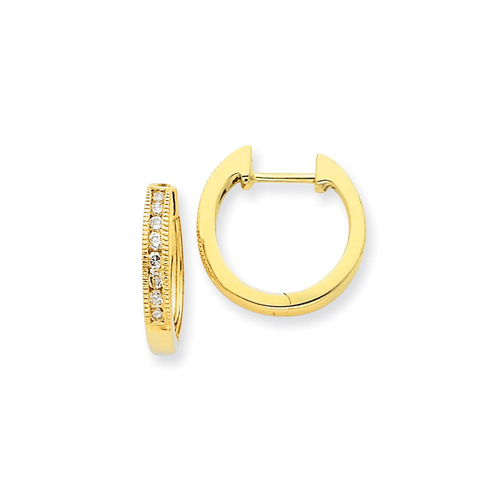 14k Yellow Gold Real Diamond Hoop Earrings XE1094AA