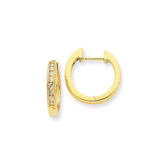 14k Yellow Gold Real Diamond Hoop Earrings XE1094AA