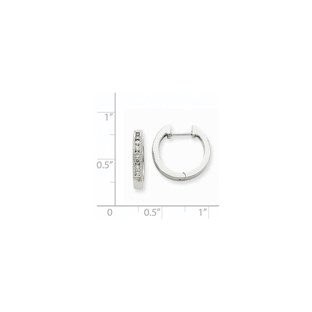 Solid 14k White Gold Simulated CZ Hoop Earrings