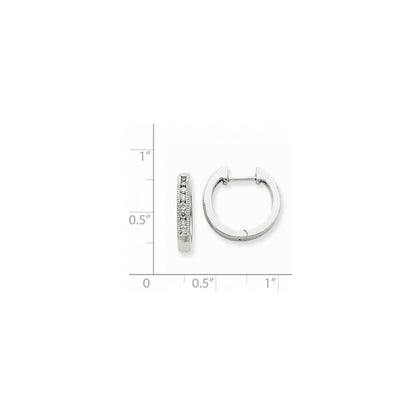Solid 14k White Gold Simulated CZ Hoop Earrings
