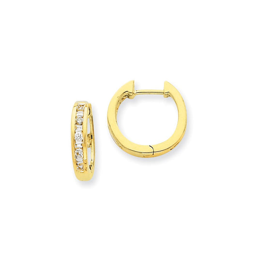 14k Yellow Gold Real Diamond Hoop Earrings XE1098AA