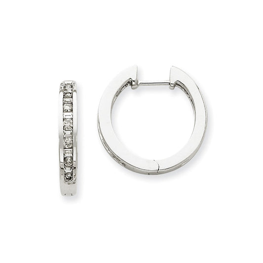 14k White Gold Real Diamond Hoop Earrings XE1101AA