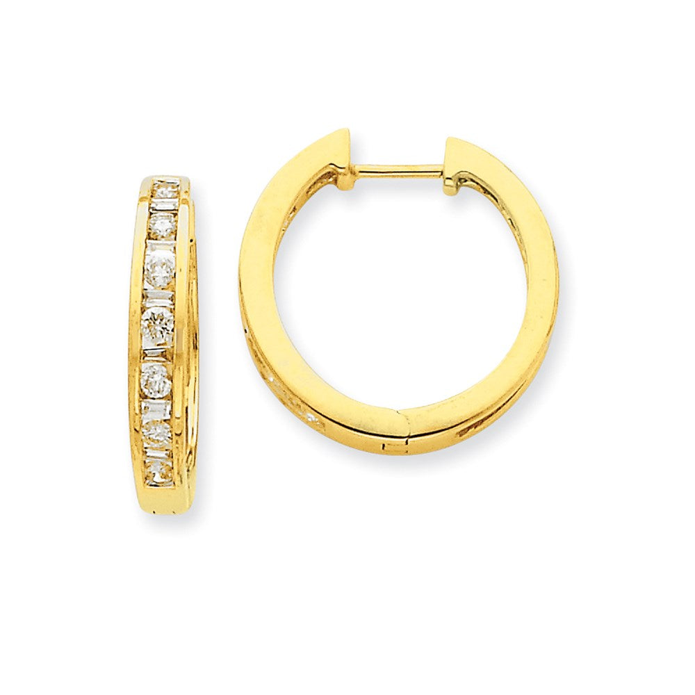 14k Yellow Gold Real Diamond Hoop Earrings XE1102AA