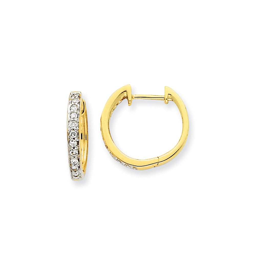 14k Yellow Gold Real Diamond Hoop Earrings XE1103AA