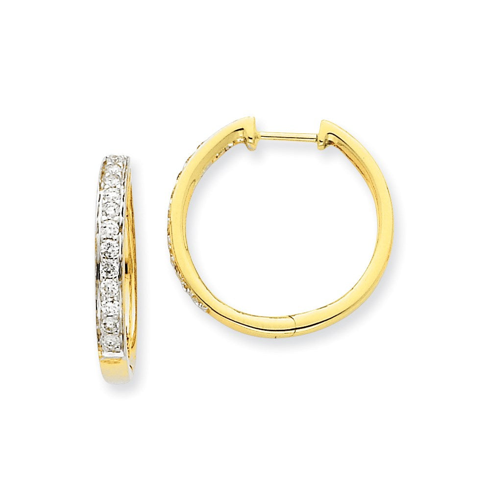 14k Yellow Gold Real Diamond Hoop Earrings XE1105AA