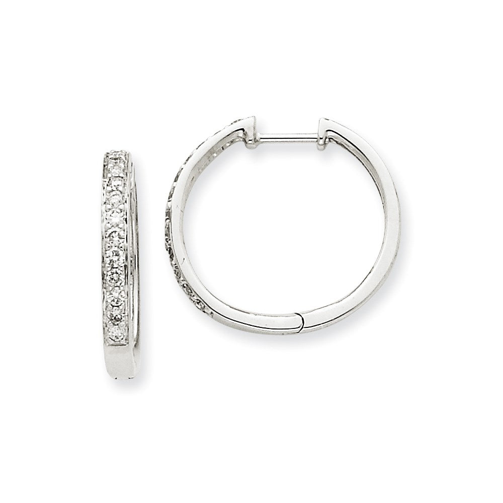 14k White Gold Real Diamond Hoop Earrings XE1106AA