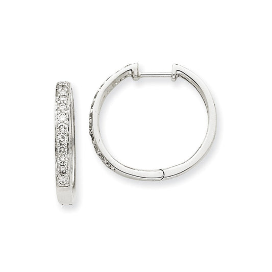 14k White Gold Real Diamond Hoop Earrings XE1106AA